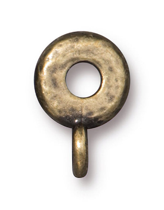 Metal Bead / Bail -  Hammered Spacer Bail - Brass Oxide