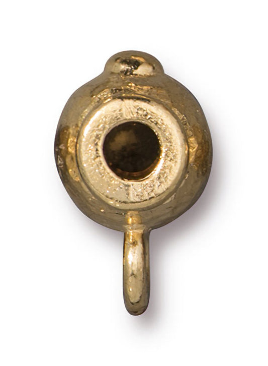 Metal Bead / Bail -  Hammered Guru Bead - Bright Gold