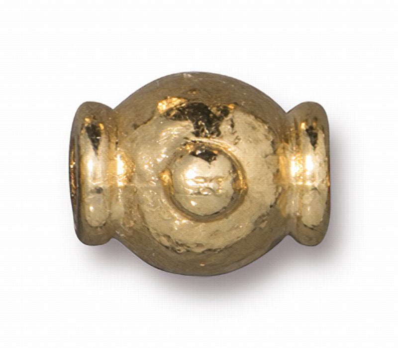 Metal Bead / Bail -  Hammered Guru Bead - Bright Gold