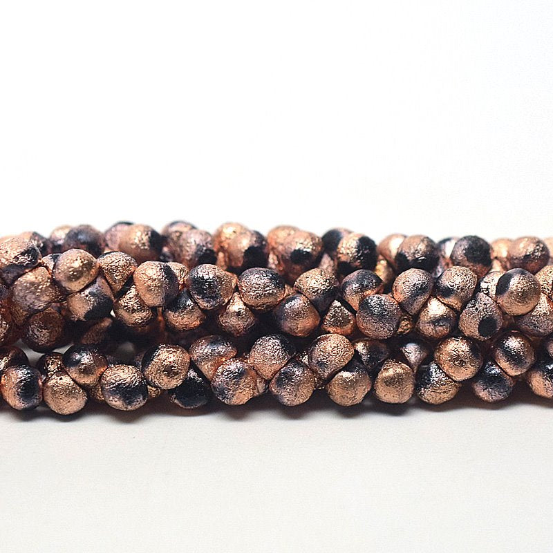 Glass Beads - 4mm - Mushroom Button Drops - Copper Jet Etch (50)