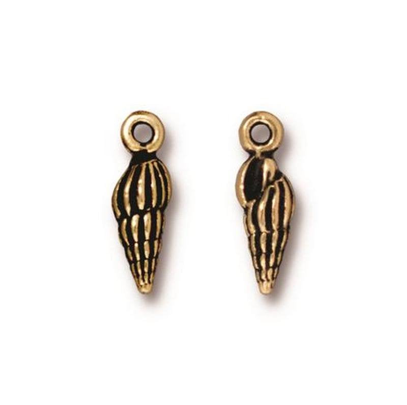 Sm Spindle Shell Charm Ant Gold Each