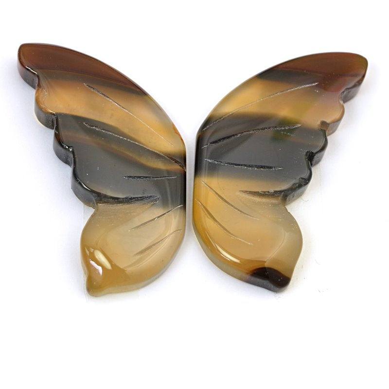 OOAK Stone Cabochon - 50mm Butterfly Wings - Banded Agate (Set)