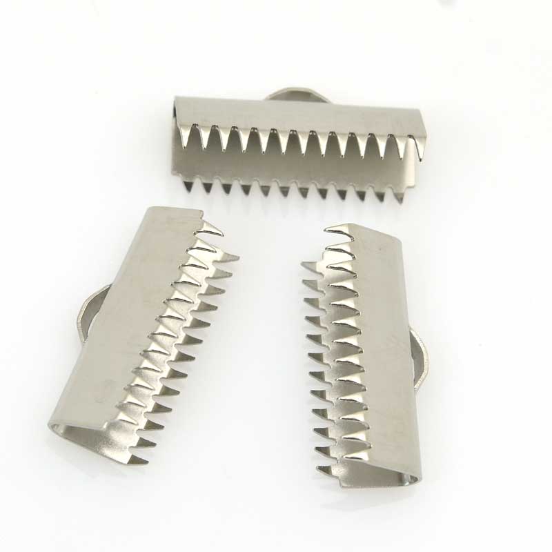 Ribbon End Clamp - 20mm Plain Style - Stainless Steel (Pack 6)