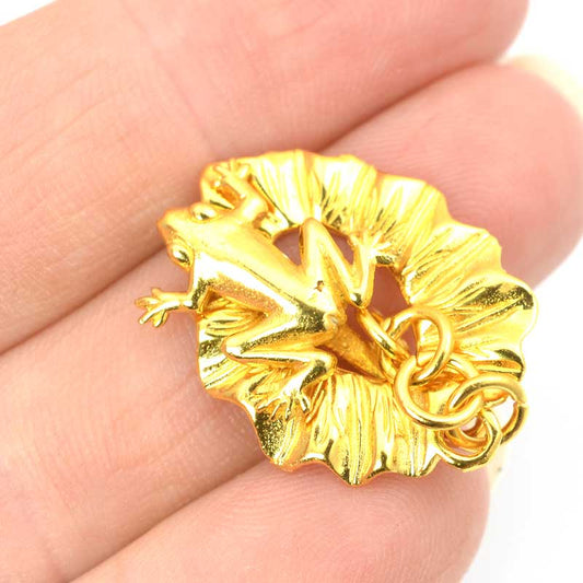 Clasp -  Frog on a Lily Pad - Gold Plated