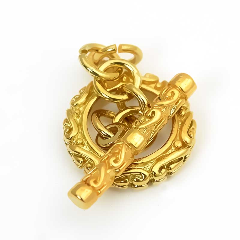 Toggle Clasp - Ornated Carved - Gold Plated