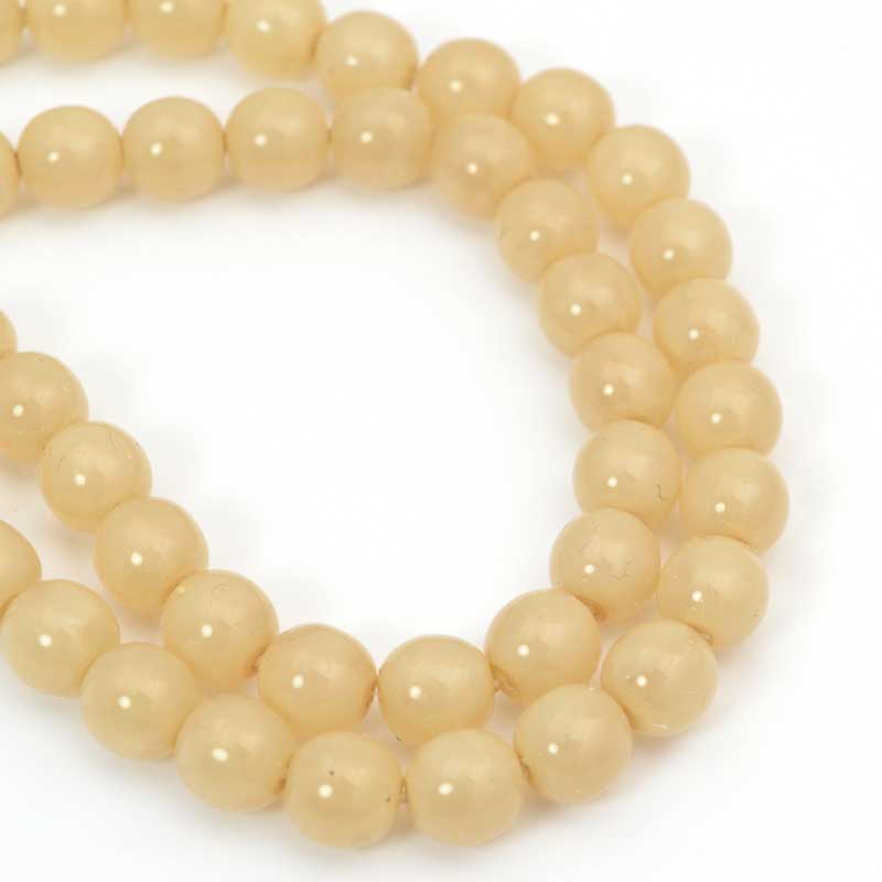 Glass Beads Round - 8mm - Coffee Four Cream (strand 25)