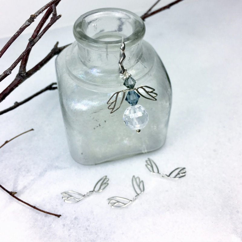 Bead Cap Angel Wings - Sterling Silver