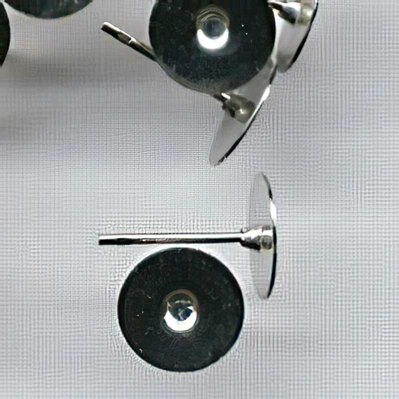 Earring - 8mm Flat Studs for Gluing - Nickel Colour (4 pairs)