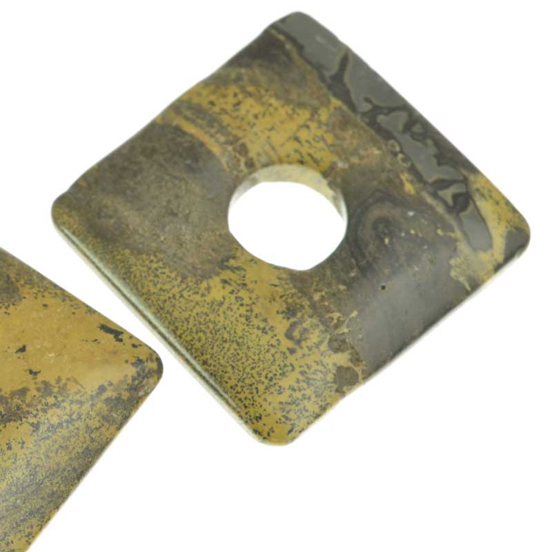 Stone - 40mm Square Donut Pendant - Artistic Jasper