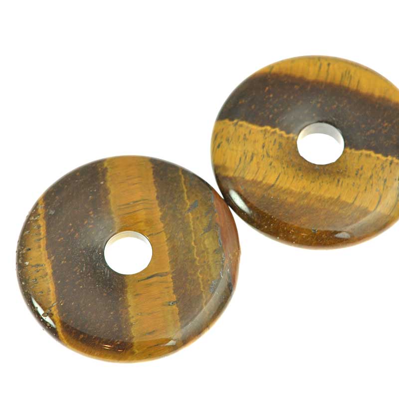 Stone - 40mm Donut Pendant - Tiger Eye