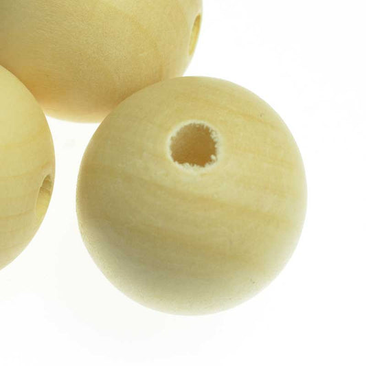 Wood Beads - 30mm - Round - Natural