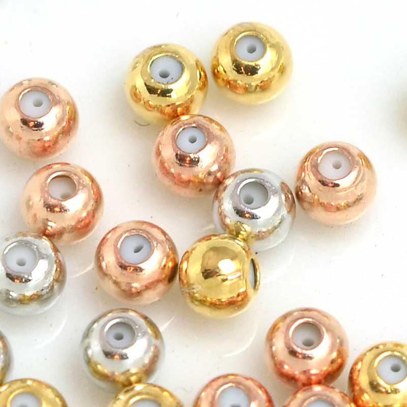 Silicone Filled Slider Smart Bead - 4mm Round - Silver / Copper / Gold (50)