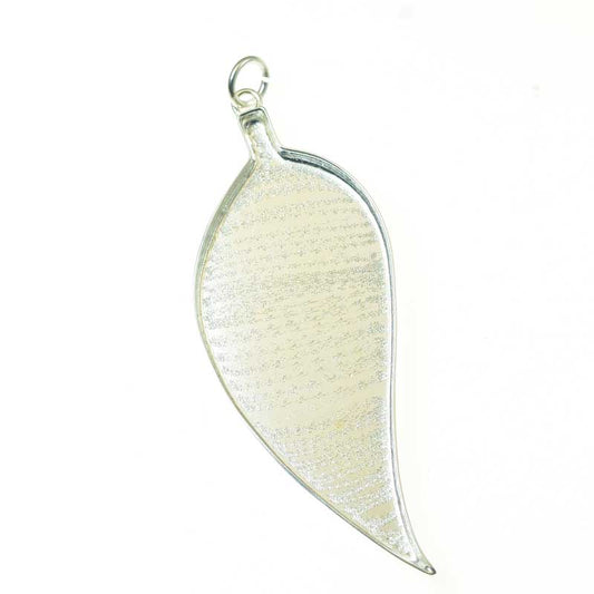 Resin Tray Leaf Pendant - Bright Silver