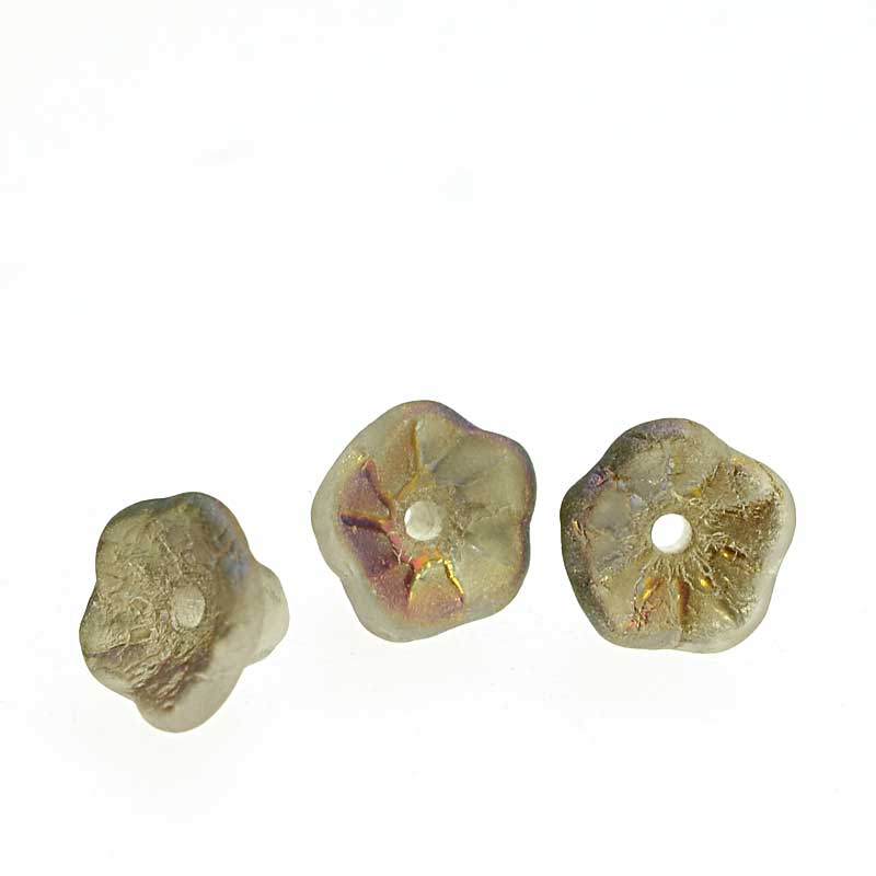 Glass Bead Flared Cup Pressed Bell - 7x5mm - Matte Smokey Dawn (Pack)