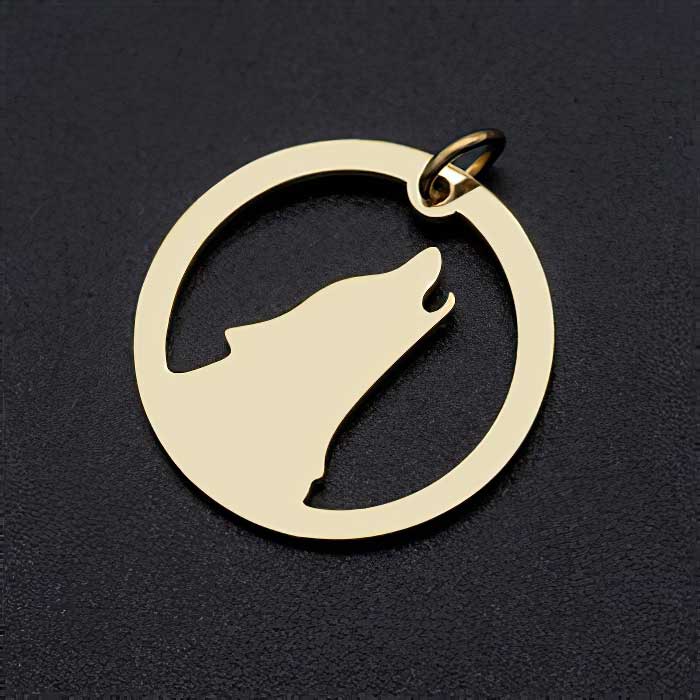 Howling Wolf Charm Gold Pl Stainless 2