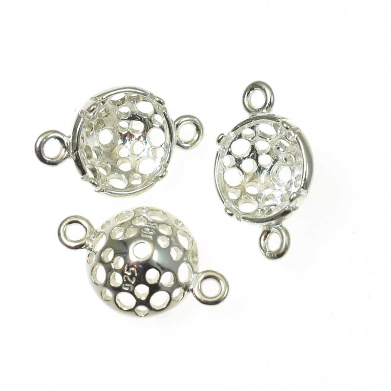 Stone Setting - ID 8mm/SS39 - Turtleback Link - Sterling Silver (2)