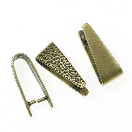 Pinch Bail Hammered/Smooth Triangle - 22mm - Antiqued Brass (2)