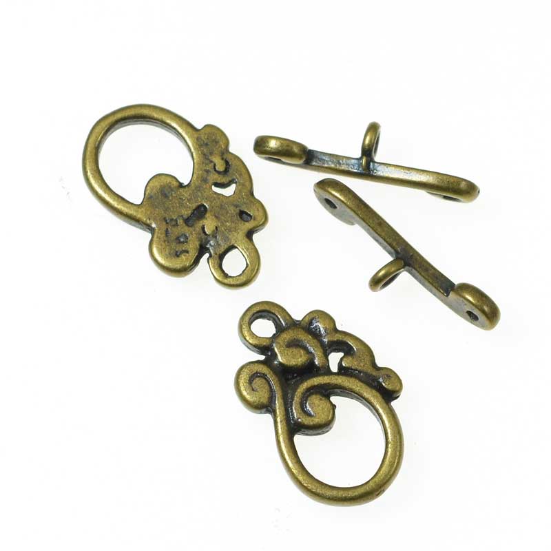 Toggle Clasp - Nouveau Curls - Antiqued Brass (2 sets)