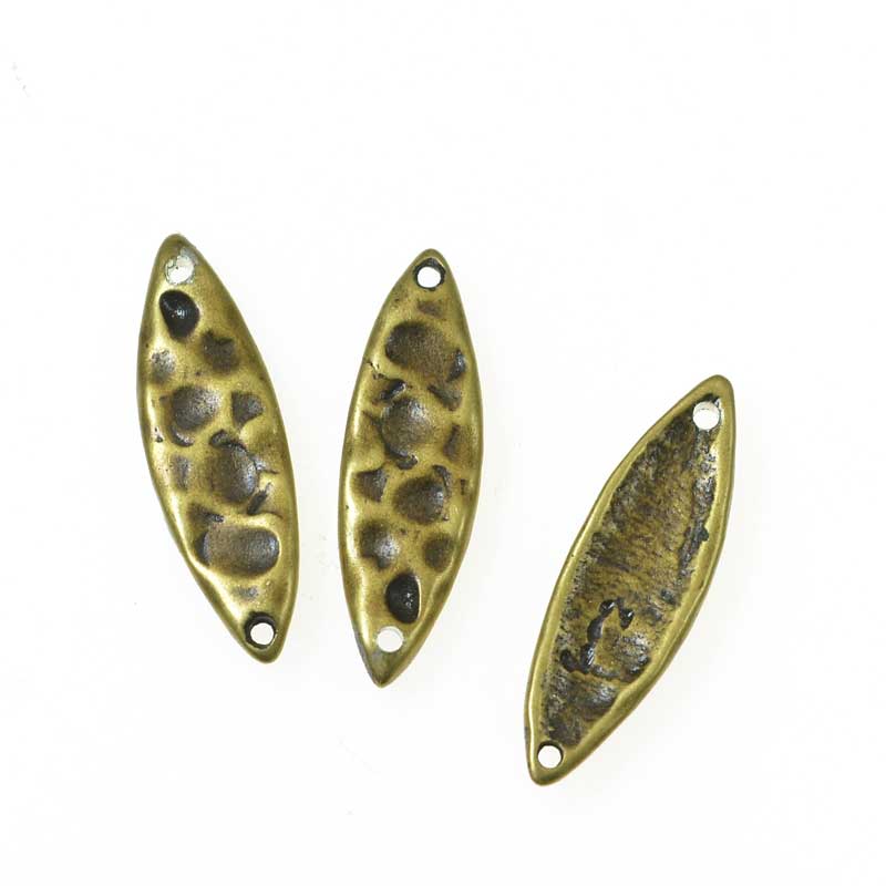 Link - Hammered Pointed Oval - Antiqued Brass (5)
