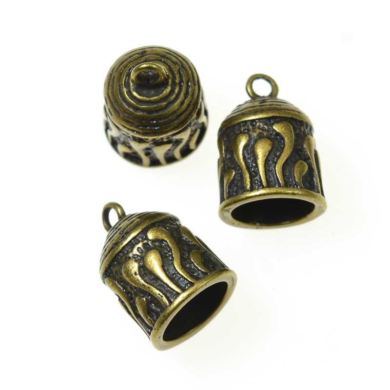 End Cap Eelgrass - ID 8mm - Antiqued Brass (2)