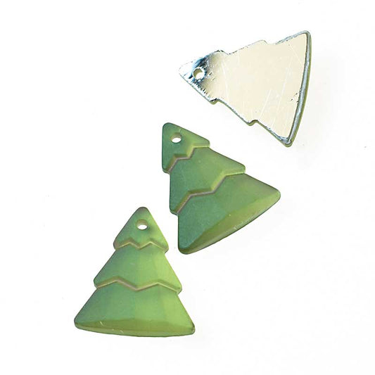 Glass Pendant - Evergreen Trees - Crystal Matt Coment Argent Light Envy (2)