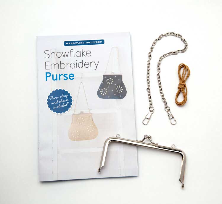 DIY Purse - Pattern and Purse Frame - Snowflake Embroidery