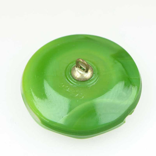Czech Glass Button -  Heart Flower - Key Lime