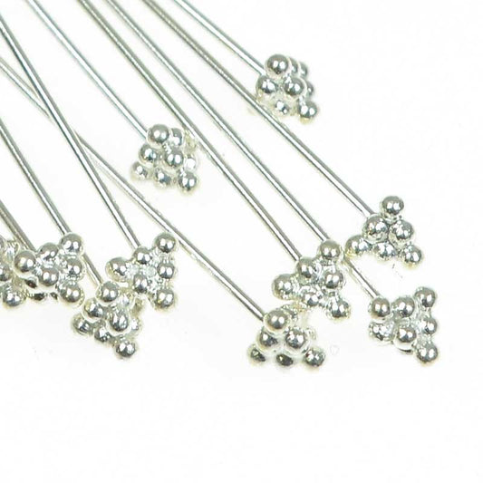 Headpins - 3in / 22ga Dome and Balls - Sterling Silver (4)