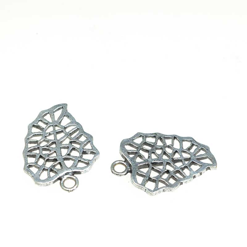 Monstera Leaf Antiqued Silver pair