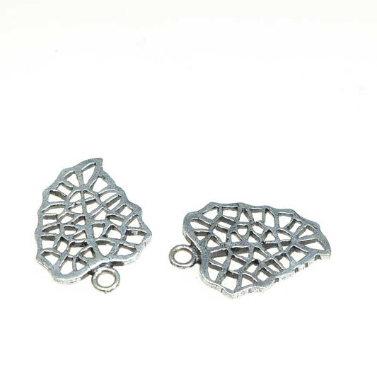 Monstera Leaf  Antiqued Silver pair