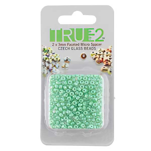 Fire Polish - 2x3mm - Faceted Micro Spacer Rondelle - Pastel Lt Green
