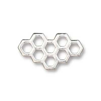 Connector Link -  Honeycomb - Antiqued Silver (4)