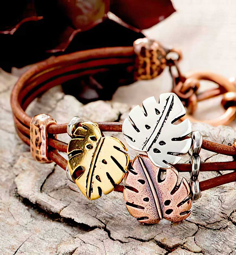 Button - Monstera Leaf - Antique Gold