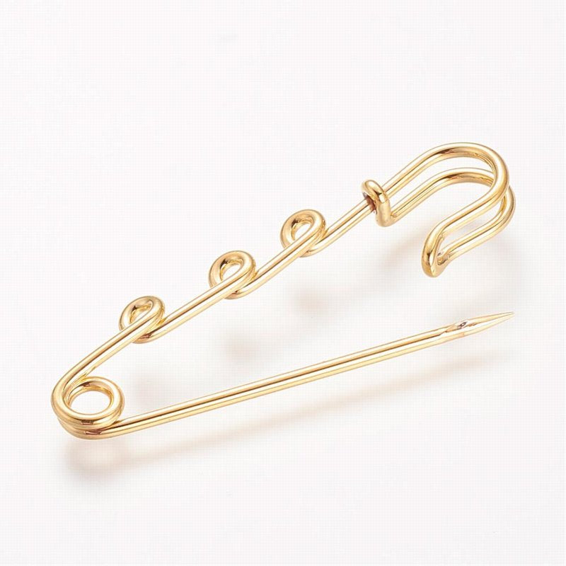 Safety / Kilt Pin with Loops - 2in - Bright Goldtone (2)