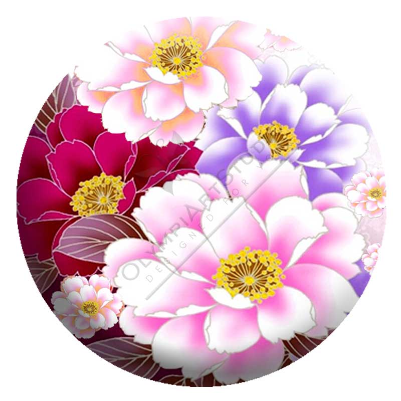 OlympiArt Cabochon Round - 30mm - Peony Garden