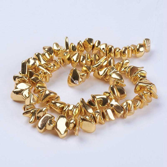 GoldPl Hematite Chips 13.5in