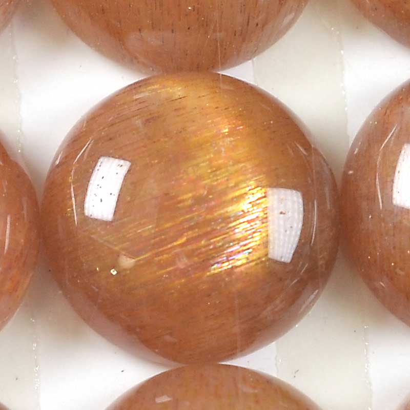 Stone - 10mm Round Cabochon - Gold Sunstone