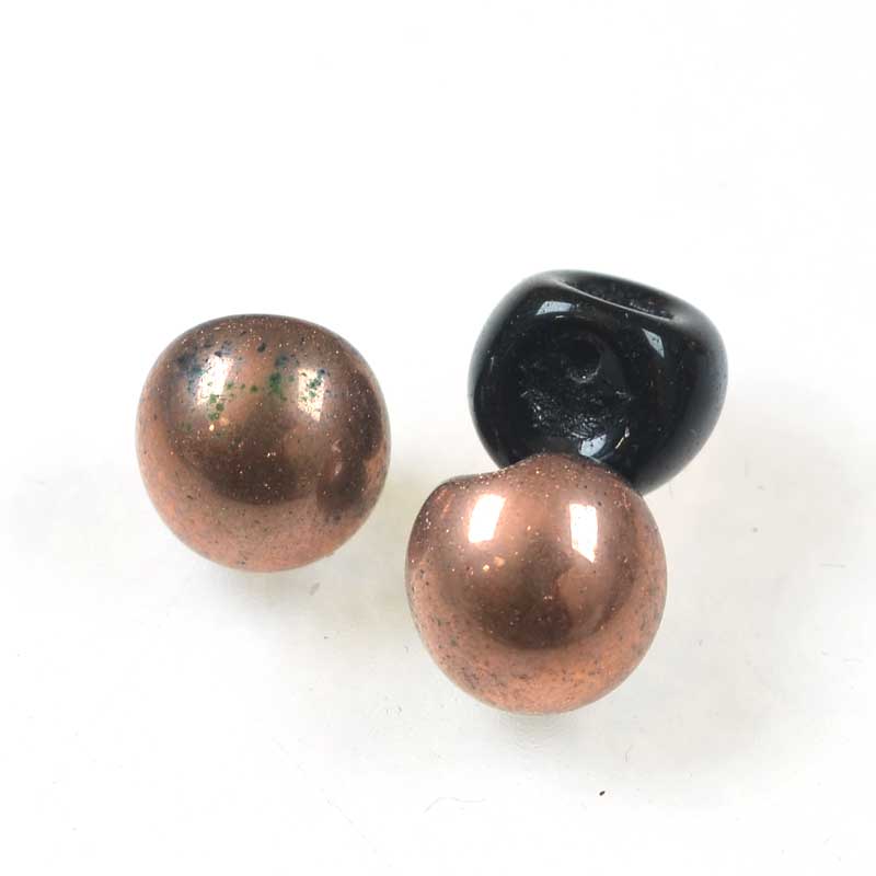 Glass Drops - 9x8mm Mushroom Button - Jet Apollo (25)