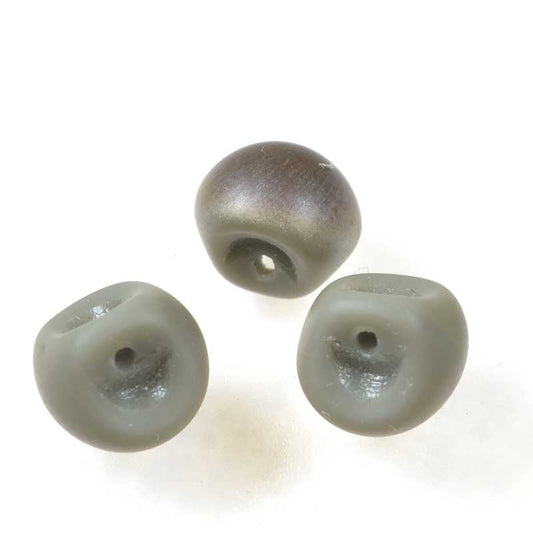 Glass Drops - 9x8mm Mushroom Button - Matte Grey Celsian (25)