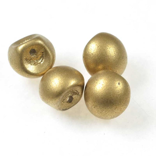 Glass Drops - 9x8mm Mushroom Button - Silky Gold (25)