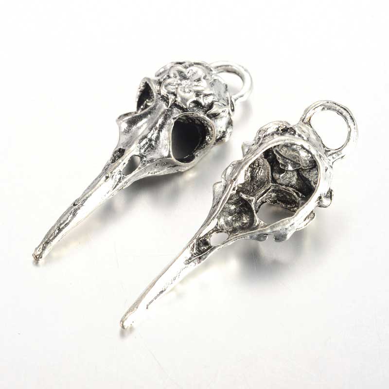 Raven Skull Pendant Ant Silver Each