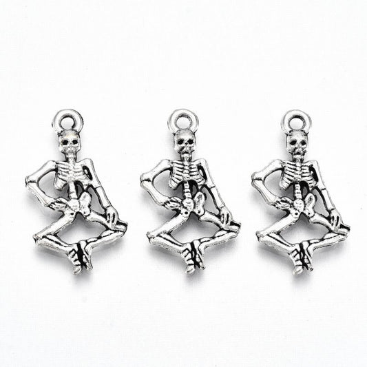 Dancing Skeleton Charm   Ant Silver Pair