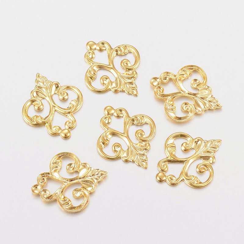 Metal Filigree - 15.5mm Fleur de Lys - Bright Gold Plated (5)