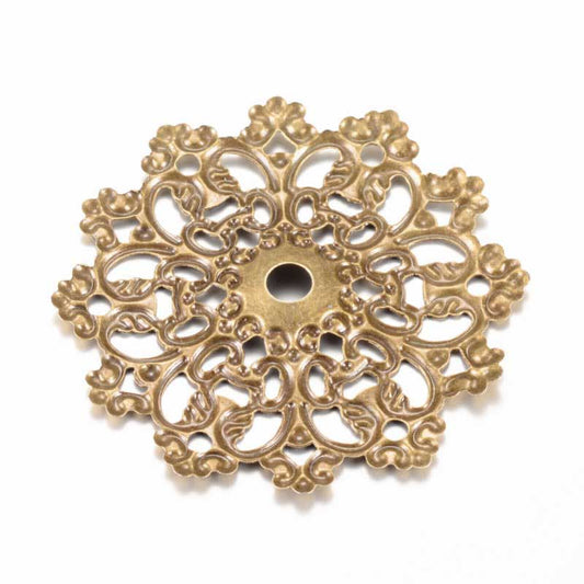 Metal Filigree - 60mm Flower Disk - Antique Bronze (2)