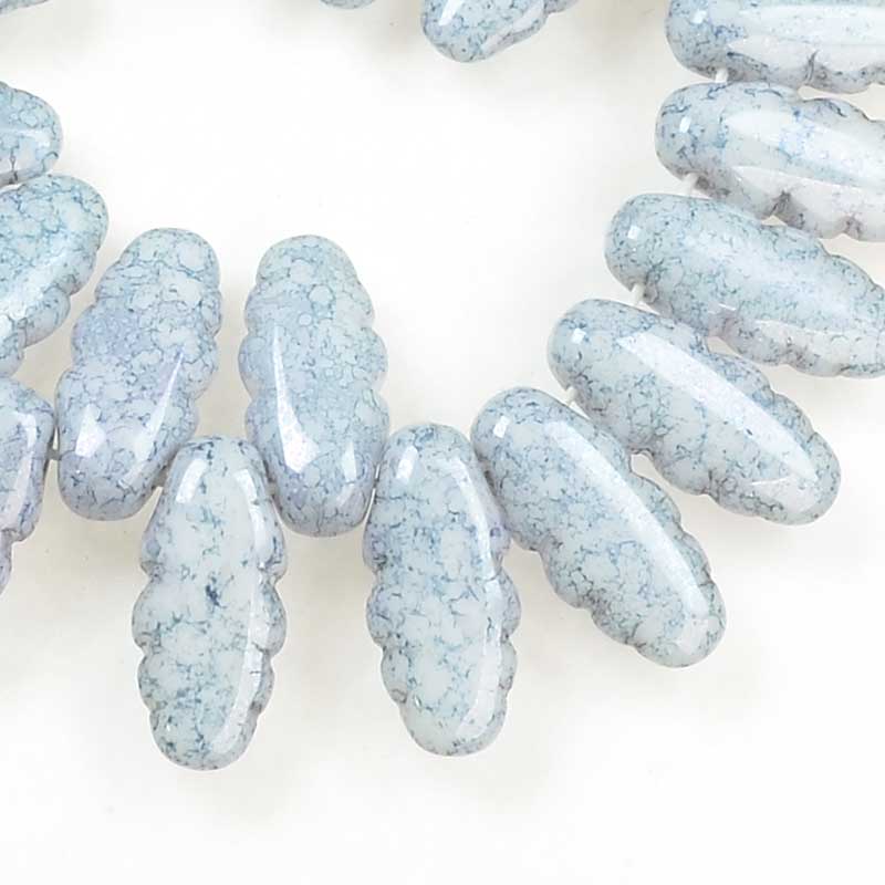 Serrated Dagger Beads - Blue Lumi (strand 25)