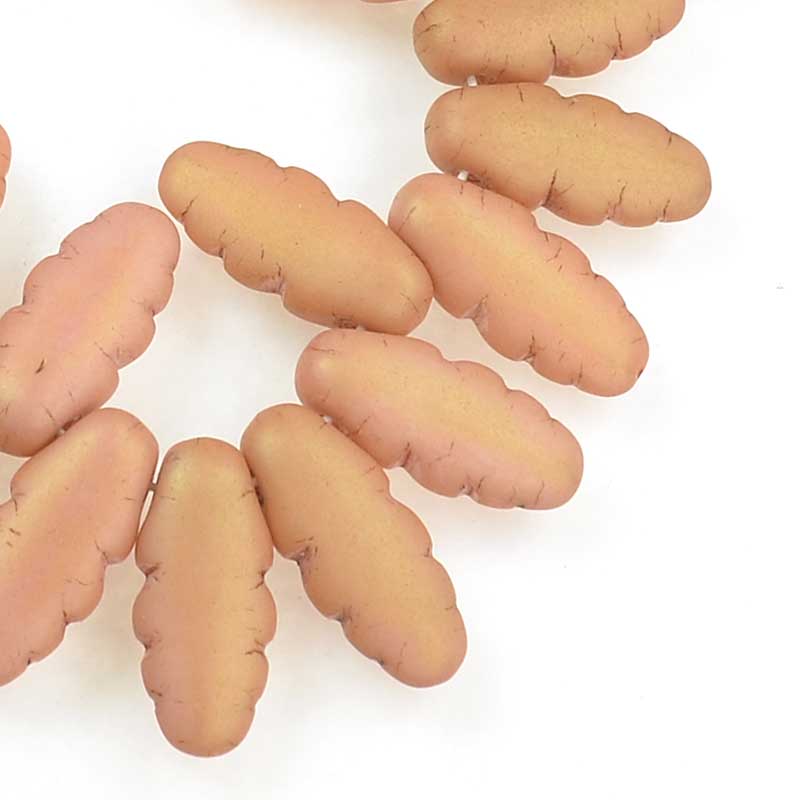 Serrated Dagger Beads - Matte Peach (strand 25)