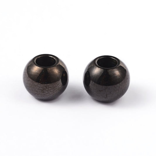 Bead - 8mm Round - Black Stainless Steel (20)
