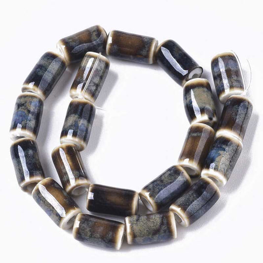 Glazed Porcelain Bead - 10mm Column - Mirage (10)