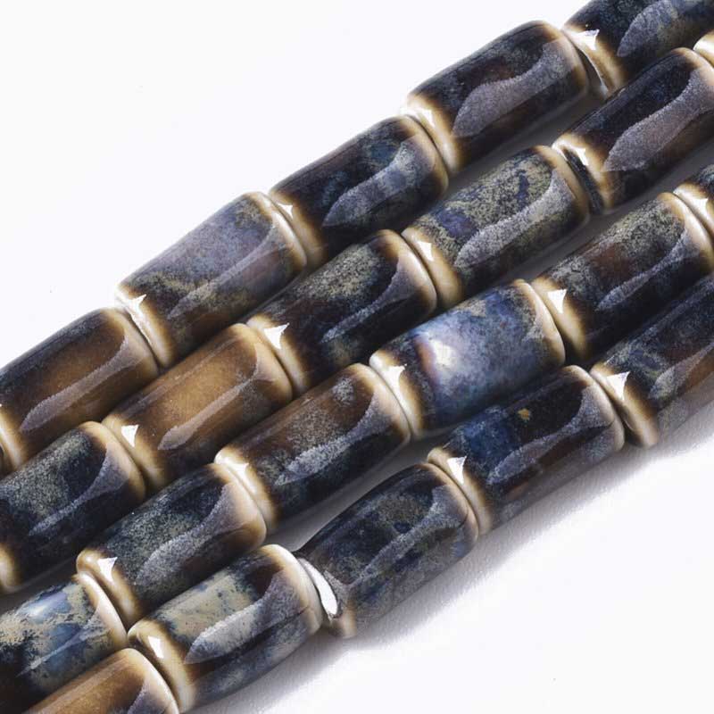 Glazed Porcelain Bead - 10mm Column - Mirage (10)