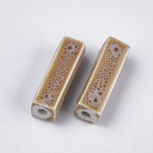 Glazed Porcelain Bead - 25mm Beam - Duck Egg (5)